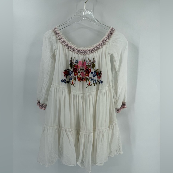 Free people sunbeams dress women’s medium white off shoulder embroidered - Picture 4 of 6